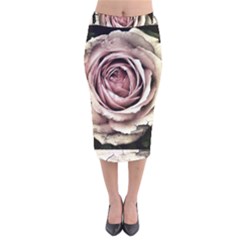 Vintage Rose Velvet Midi Pencil Skirt by vintage2030