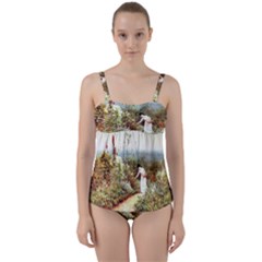 Lady And Scenery Twist Front Tankini Set by vintage2030