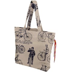 Victorian Bicycles Drawstring Tote Bag by vintage2030