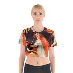 Haloweencard2 Cotton Crop Top by vintage2030