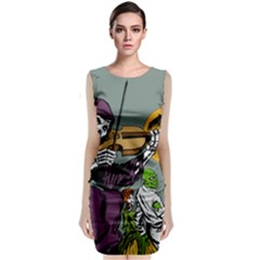 Playing Skeleton Sleeveless Velvet Midi Dress by vintage2030