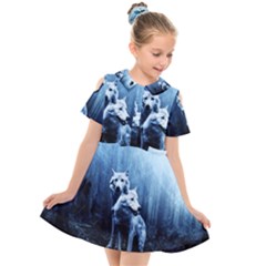 Wolfs Kids  Short Sleeve Shirt Dress by Valentinaart