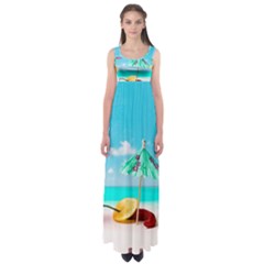 Red Chili Peppers On The Beach Empire Waist Maxi Dress by FunnyCow