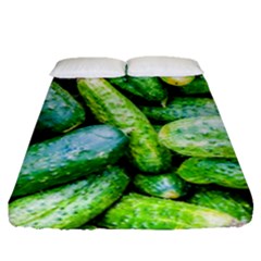 Pile Of Green Cucumbers Fitted Sheet (queen Size) by FunnyCow