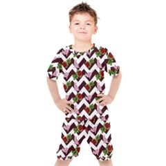 Cat Rose Chevron Kid s Set by snowwhitegirl