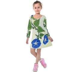 Morning Glory Kids  Long Sleeve Velvet Dress by lwdstudio