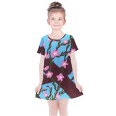 Cherry Blossom Branches Kids  Simple Cotton Dress by lwdstudio