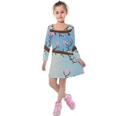 Magnolias Kids  Long Sleeve Velvet Dress by lwdstudio