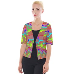 Colorful Wavy Shapes                                    Cropped Button Cardigan by LalyLauraFLM