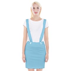 Oktoberfest Bavarian Blue Mini Houndstooth Check Braces Suspender Skirt by PodArtist