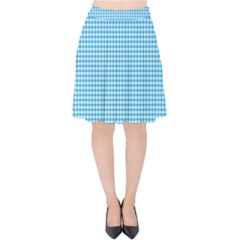 Oktoberfest Bavarian Blue Houndstooth Check Velvet High Waist Skirt by PodArtist