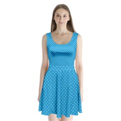 Mini White Polkadots On Oktoberfest Bavarian Blue Split Back Mini Dress  by PodArtist