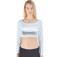 Oktoberfest Bavarian Blue Mini Love Hearts On White Long Sleeve Crop Top by PodArtist