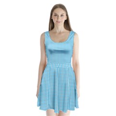 Oktoberfest Bavarian Blue And White Gingham Check Split Back Mini Dress  by PodArtist