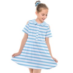 Oktoberfest Bavarian Blue And White Large Mattress Ticking Stripes Kids  Short Sleeve Shirt Dress by PodArtist