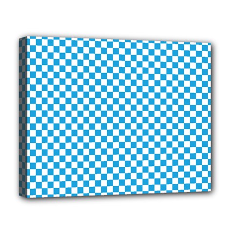 Oktoberfest Bavarian Blue And White Checkerboard Deluxe Canvas 20  X 16  (stretched) by PodArtist