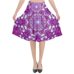 Wonderful Star Flower Painted On Canvas Flared Midi Skirt by pepitasart