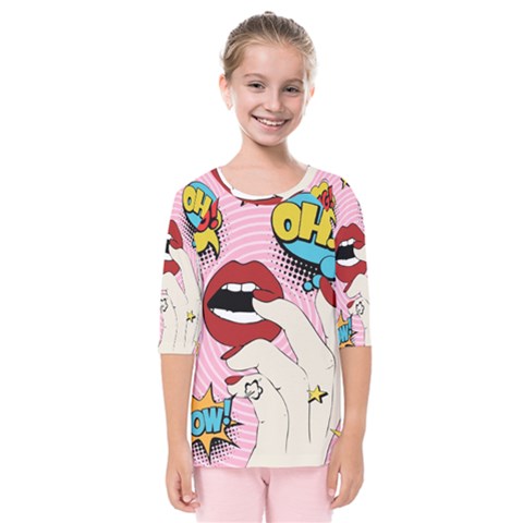 Pop Art   Kids  Quarter Sleeve Raglan Tee by Valentinaart