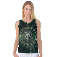 Awesome Creepy Mechanical Skull Women s Basketball Tank Top by FantasyWorld7