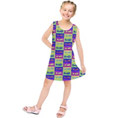 Cartoon Style Marine Life Motif Pattern Kids  Tunic Dress by dflcprints