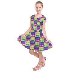 Cartoon Style Marine Life Motif Pattern Kids  Short Sleeve Dress by dflcprints