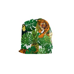 Tropical Pelican Tiger Jungle Drawstring Pouch (small) by snowwhitegirl