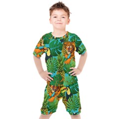 Tropical Pelican Tiger Jungle Blue Kid s Set by snowwhitegirl