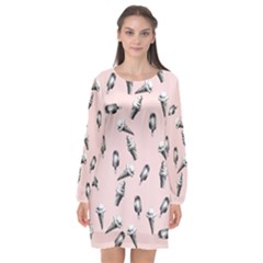 Ice Cream Pattern Long Sleeve Chiffon Shift Dress  by Valentinaart