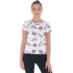 Fast Food Pattern Short Sleeve Sports Top  by Valentinaart