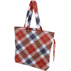 Smart Plaid Warm Colors Drawstring Tote Bag