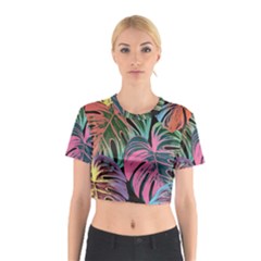 Leaves Tropical Jungle Pattern Cotton Crop Top by Nexatart