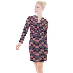 Heavy Metal Meets Power Of The Big Flower Button Long Sleeve Dress by pepitasart