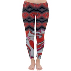 Red Swirls Designs By Flipstylez Designs Classic Winter Leggings by flipstylezfashionsLLC