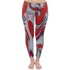 Elegant Red Swirls By Flipstylez Designs Classic Winter Leggings by flipstylezfashionsLLC