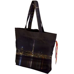 City River Water Cityscape Skyline Drawstring Tote Bag