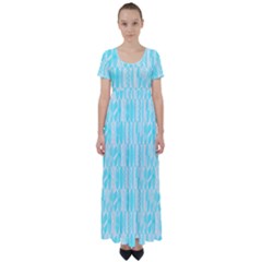 Aqua Blue Colored Waikiki Surfboards  High Waist Short Sleeve Maxi Dress by PodArtist