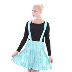 Aqua Blue Colored Waikiki Surfboards  Suspender Skater Skirt by PodArtist