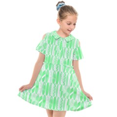 Bright Lime Green Colored Waikiki Surfboards  Kids  Short Sleeve Shirt Dress by PodArtist