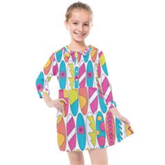 Mini Rainbow Colored Waikiki Surfboards  Kids  Quarter Sleeve Shirt Dress by PodArtist