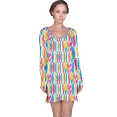 Rainbow Colored Waikiki Surfboards  Long Sleeve Nightdress by PodArtist