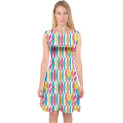 Rainbow Colored Waikiki Surfboards  Capsleeve Midi Dress by PodArtist