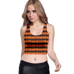 Orange And Black Spooky Halloween Nightmare Stripes Racer Back Crop Top by PodArtist