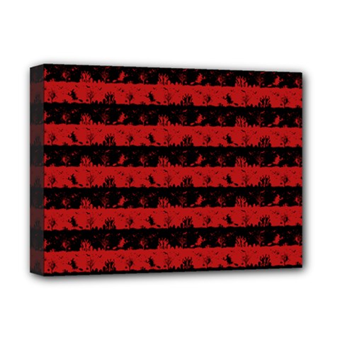 Blood Red And Black Halloween Nightmare Stripes  Deluxe Canvas 16  X 12  (stretched)  by PodArtist