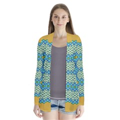 Green Blue Shapes                                      Drape Collar Cardigan by LalyLauraFLM