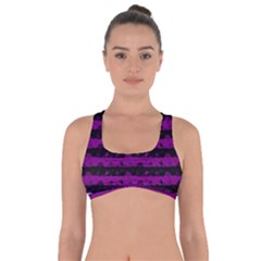Zombie Purple And Black Halloween Nightmare Stripes  Got No Strings Sports Bra by PodArtist