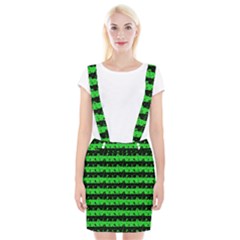 Monster Green And Black Halloween Nightmare Stripes  Braces Suspender Skirt by PodArtist