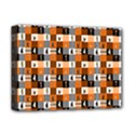 Witches, Monsters and Ghosts Halloween Orange and Black Patchwork Quilt Squares Deluxe Canvas 16  x 12  (Stretched)  View1