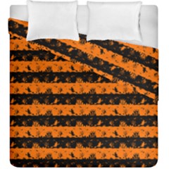 Dark Pumpkin Orange And Black Halloween Nightmare Stripes  Duvet Cover Double Side (king Size) by PodArtist