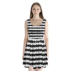 Black And White Halloween Nightmare Stripes Split Back Mini Dress  by PodArtist