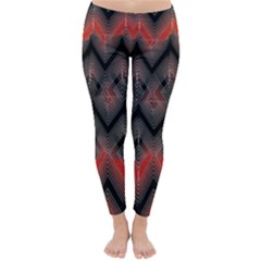 Blurred Lines Red And Black Designs By Flipstylez Designs Classic Winter Leggings by flipstylezfashionsLLC